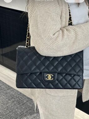 Chanel Classic Jumbo Double Flap Black Caviar Gold Hardware 2018